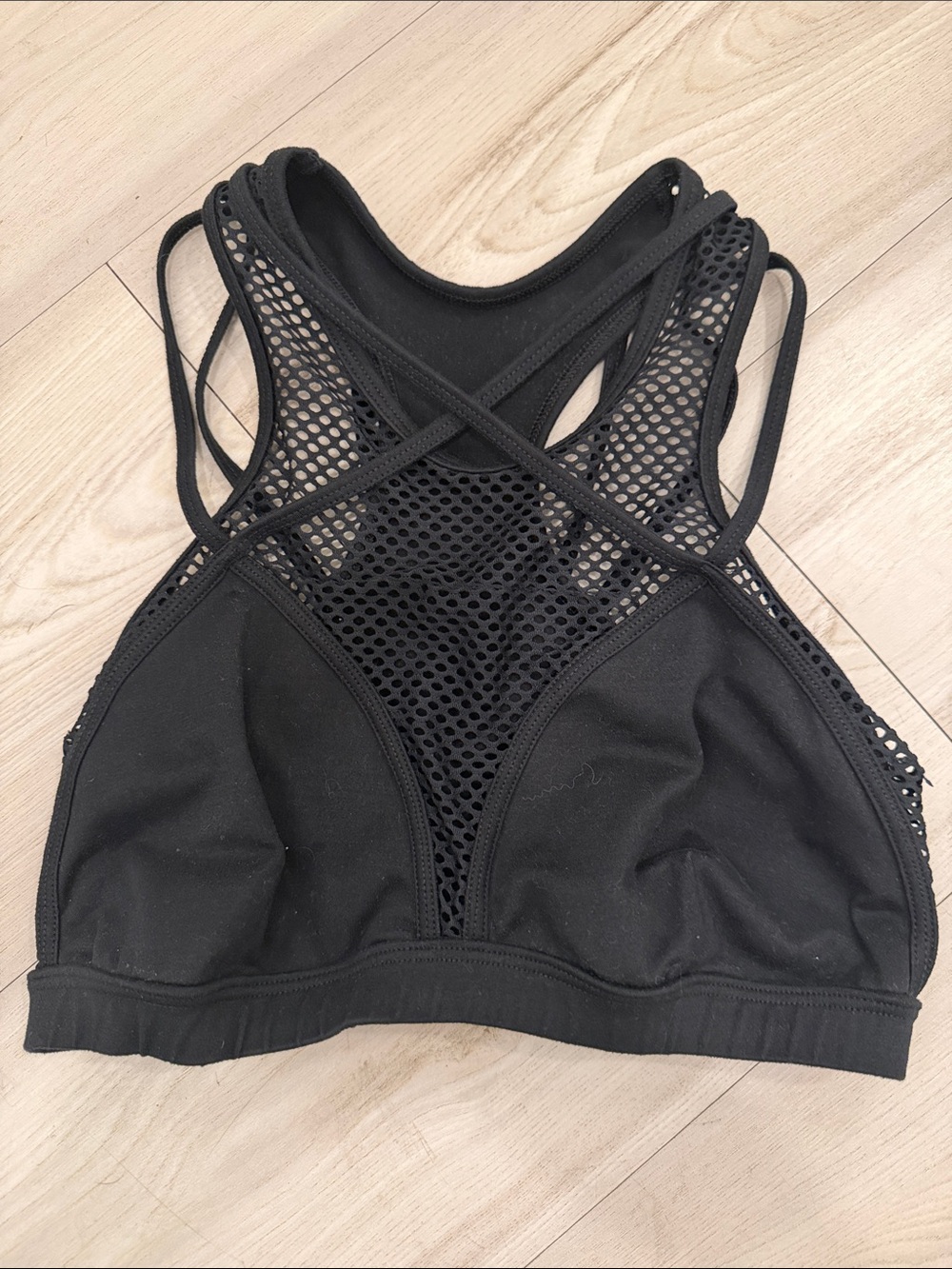 Bombshell Sportswear Black Mesh Crisscross Sports Bralette
